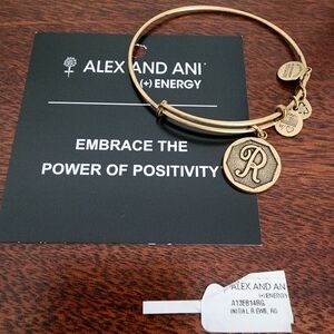 Alex and Ani Gold 'R' Charm Bracelet